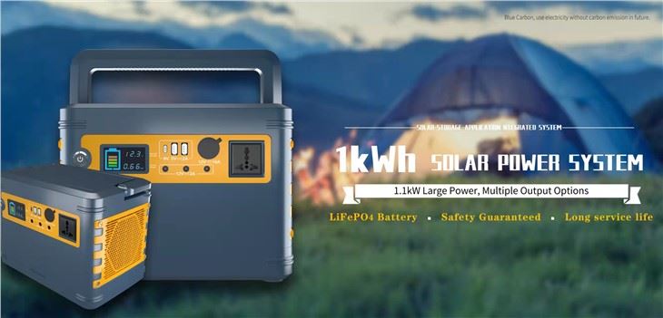 Blue Carbon Hot Έκπτωση 1kWh Όλα σε Ένα Ηλιακό Σύστημα Οικιακής Χρήσης Μπαταρία LiFePO4 για υπαίθριο κάμπινγκ